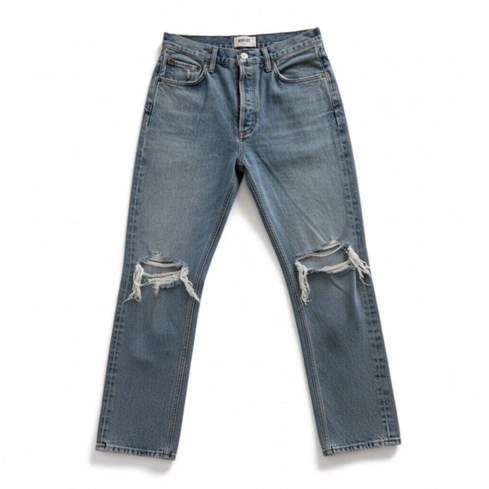 Agolde Riley Distressed Straight Leg Jeans